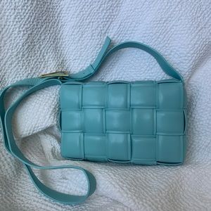 Large Weave Crossbody Purse - Light Blue